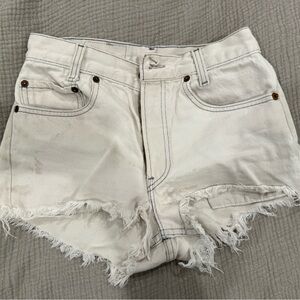 Levi’s Vintage White Frayed Denim Shorts